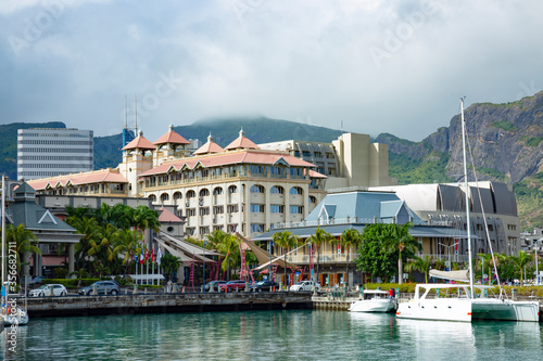 View of Caudan,in the city of Port Louis,Mauritius,Africa