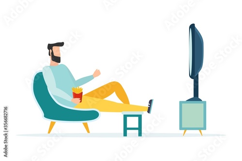 People watching the news, on a white background, vector illustration