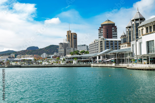 View of Port Louis Harbor,Port Louis waterfront,Mauritius,Africa
