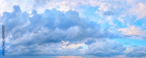 Panorama of blue cloudy sky