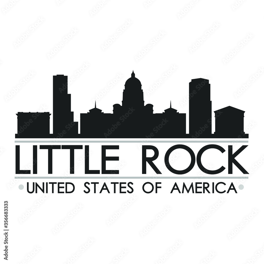 Little Rock Skyline Silhouette Design City Vector Art Famous Buildings