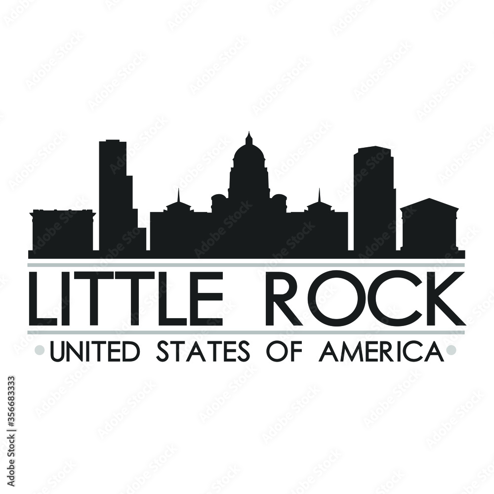 Fototapeta premium Little Rock Skyline Silhouette Design City Vector Art Famous Buildings