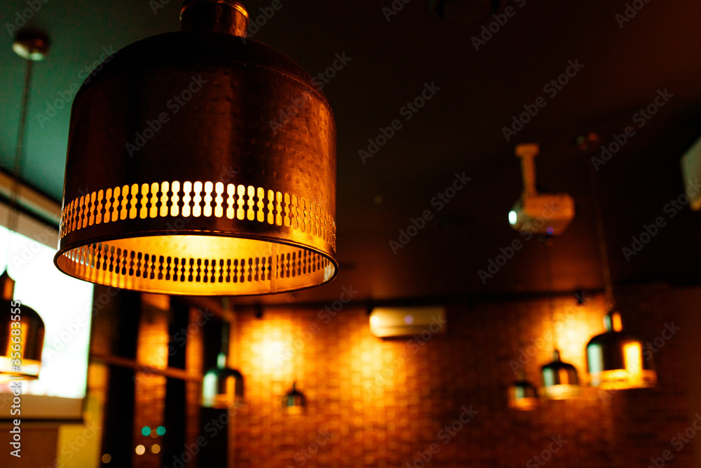 Decoration in the Indian style. Lamps in an Indian restaurant