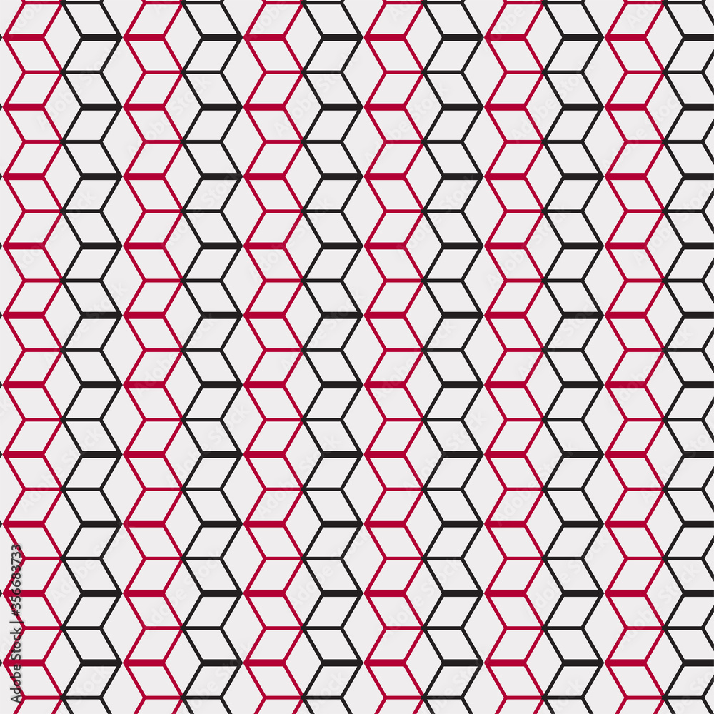 Naklejka premium Geomatric Simple black and Red hexagonal or honeycomb pattern, seamless background 05