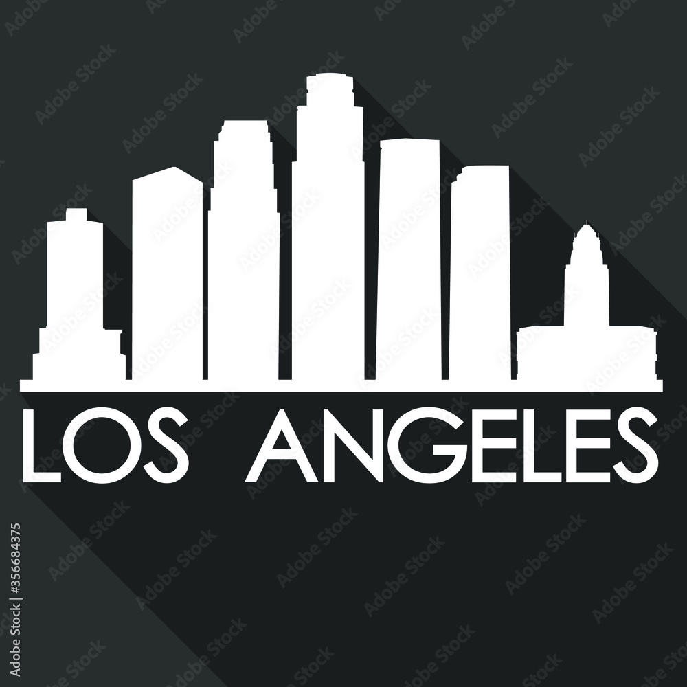 Los Angeles Flat Icon Skyline Silhouette Design City Vector Art Famous Buildings