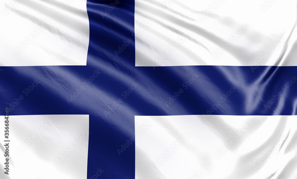 Naklejka premium Banner. Realistic flag. Waving flag of the country of the European Union. 3d illustration
