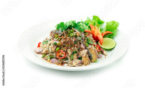 Rice Vermicelli Noodles Spicy Salad with Mackerel Fish