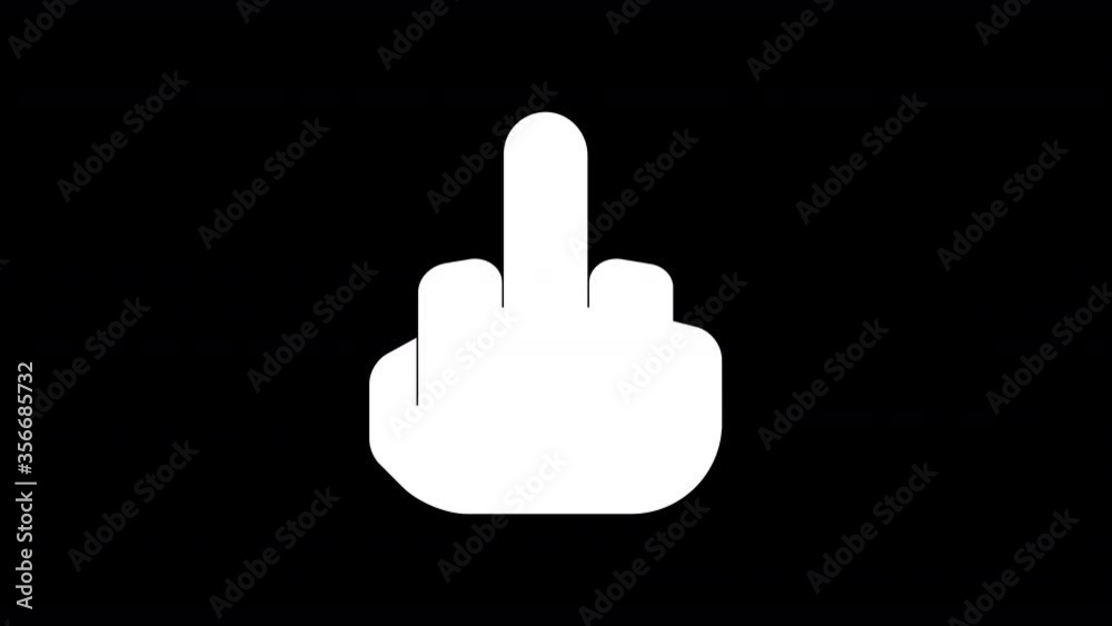 From the Glitch effect arises hand middle finger symbol. Then the TV turns off. Alpha channel Premultiplied - Matted with color black From the Glitch effect arises hand middle finger symbol. Then the TV turns off. Alpha channel Premultiplied - Matted with color black