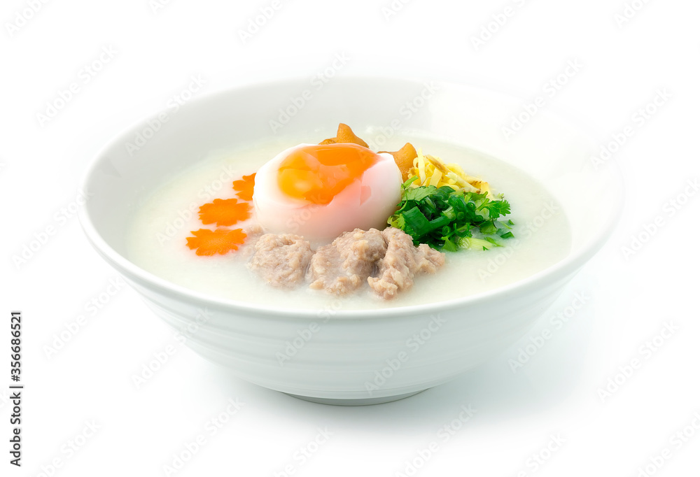 Congee Rice Porridge Served Boiled Egg,Pork soft Ball Congee Rice Porridge Served Boiled Egg,Pork soft Ball