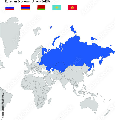 Map of Eurasian Economic Union - EAEU