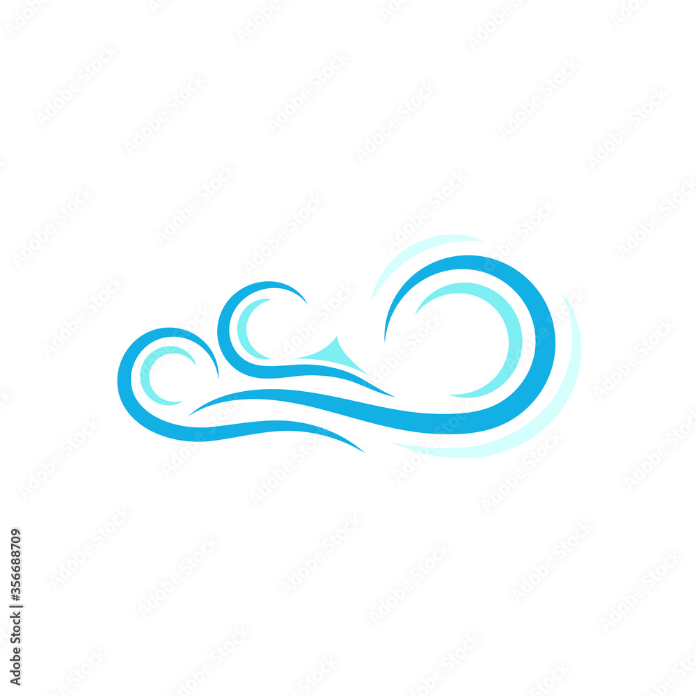 Water wave sea icon blue color abstract design logo company ocean flow flat style illustration Water wave sea icon blue color abstract design logo company ocean flow flat style illustration