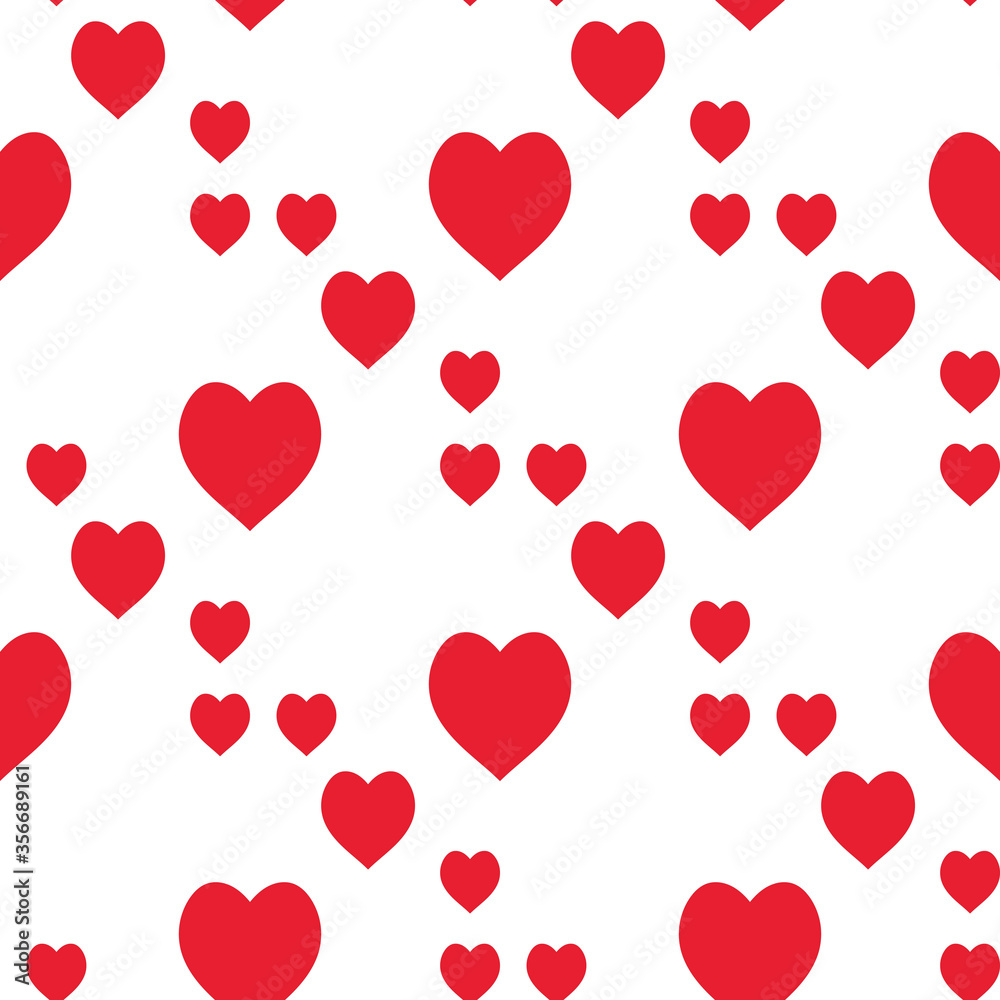 Seamless pattern in bright red hearts for fabric, textile, clothes, tablecloth and other things. Vector image.