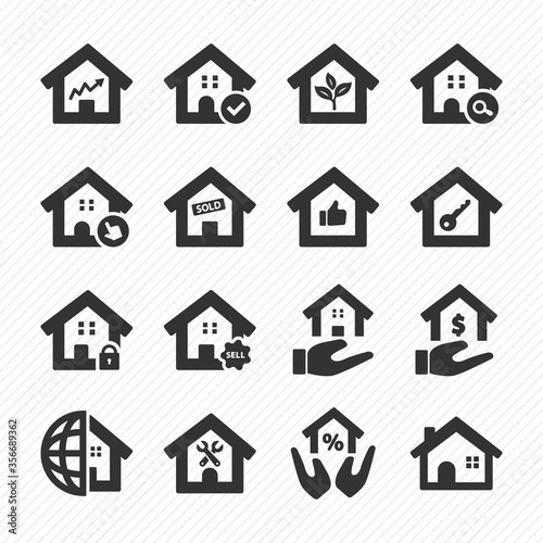 Real estate icons set 03. Purchase and sale of housing icons