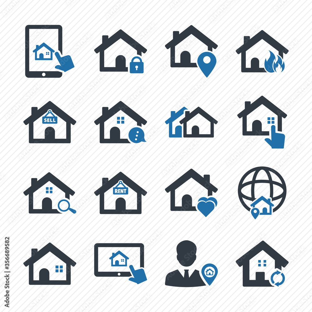 Real estate icons set 02. Purchase and sale of housing icons