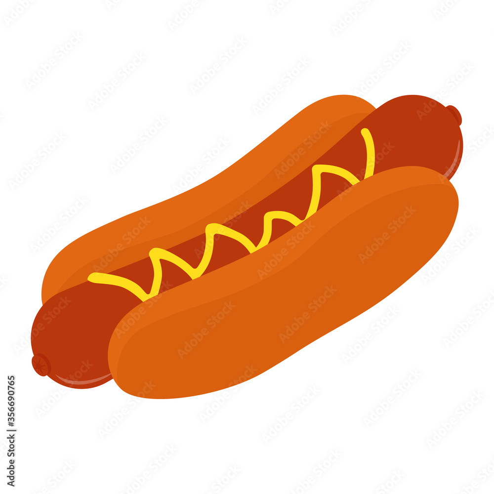 Big hot dog with mustard isolated on white background. Big hot dog with mustard isolated on white background.