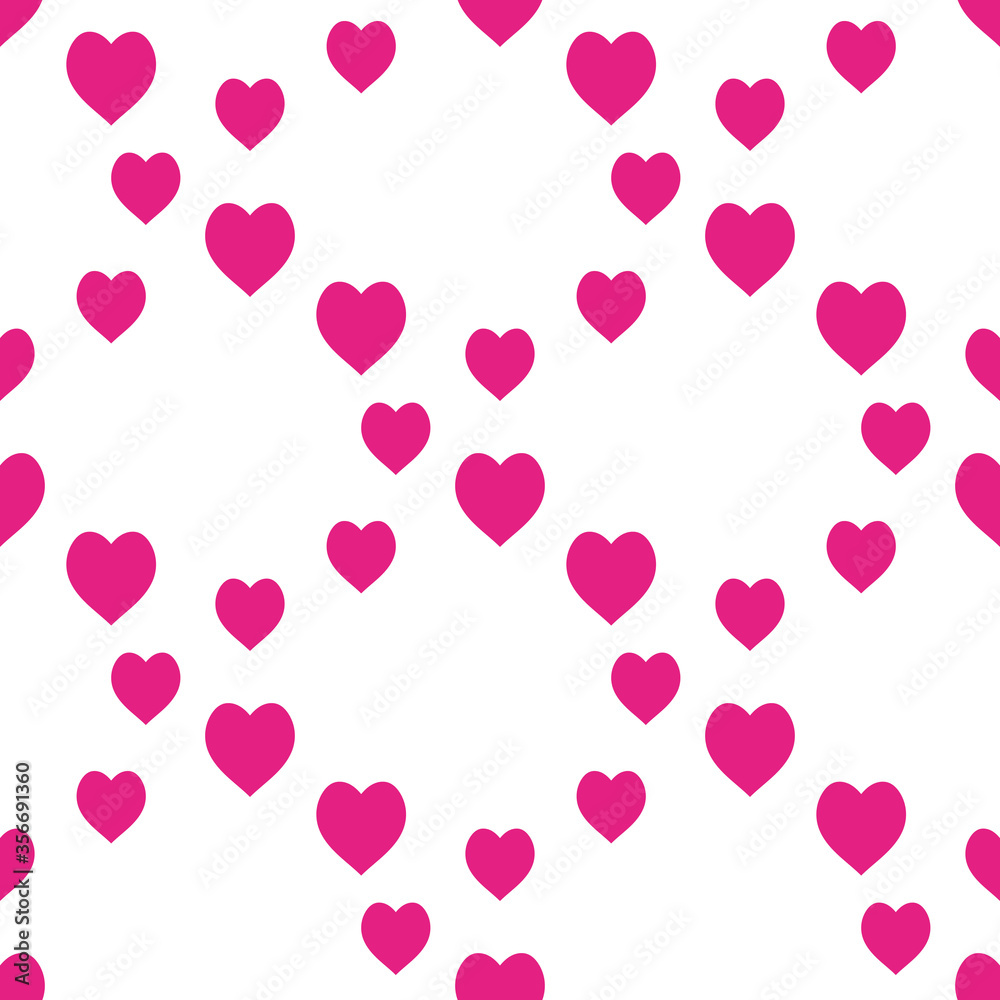 Seamless pattern in bright pink hearts for fabric, textile, clothes, tablecloth and other things. Vector image.