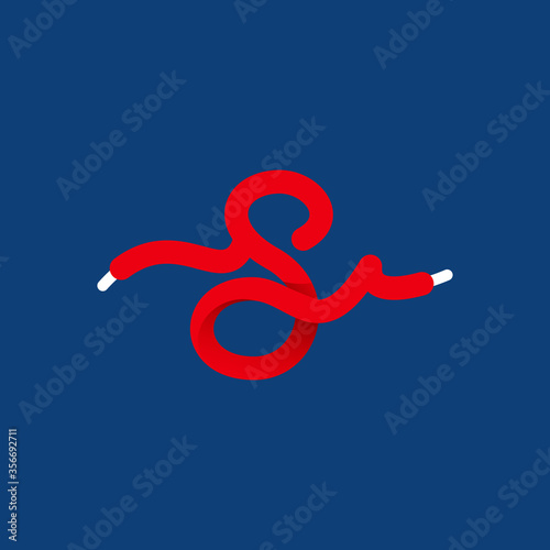 S letter sport logo formed by shoe lace.