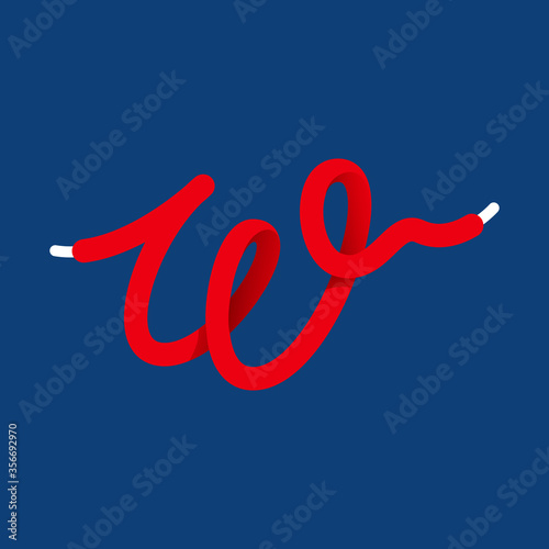 W letter sport logo formed by shoe lace.