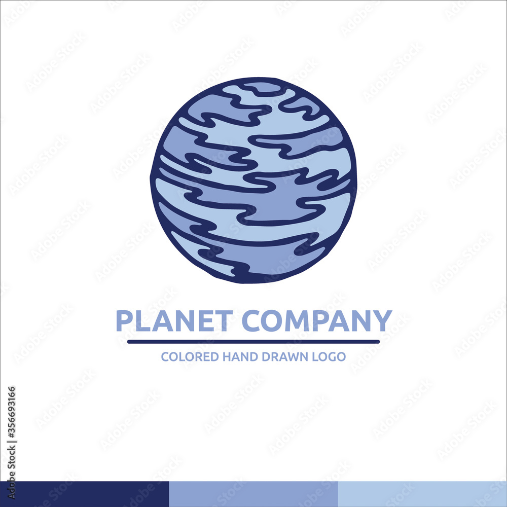 Blue and light blue univerce vector planet illustration cosmos logo