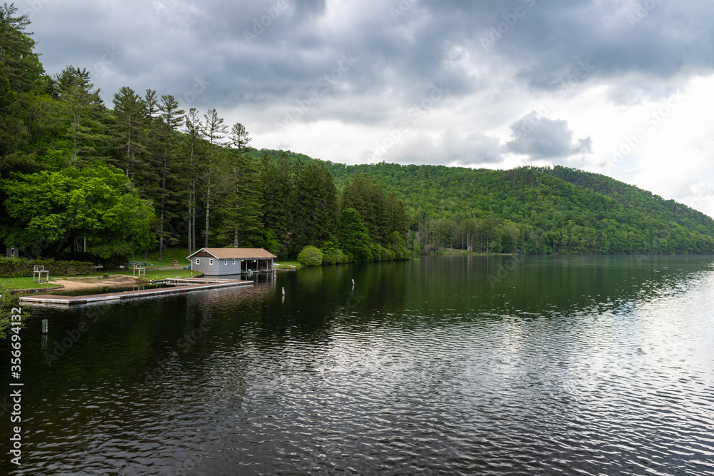 Boathouse on a Lake in Western North Carolina in the Summer