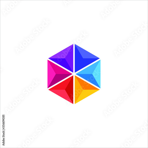 Illustration of a logo vector in the form of a hexagon abstract geometric 