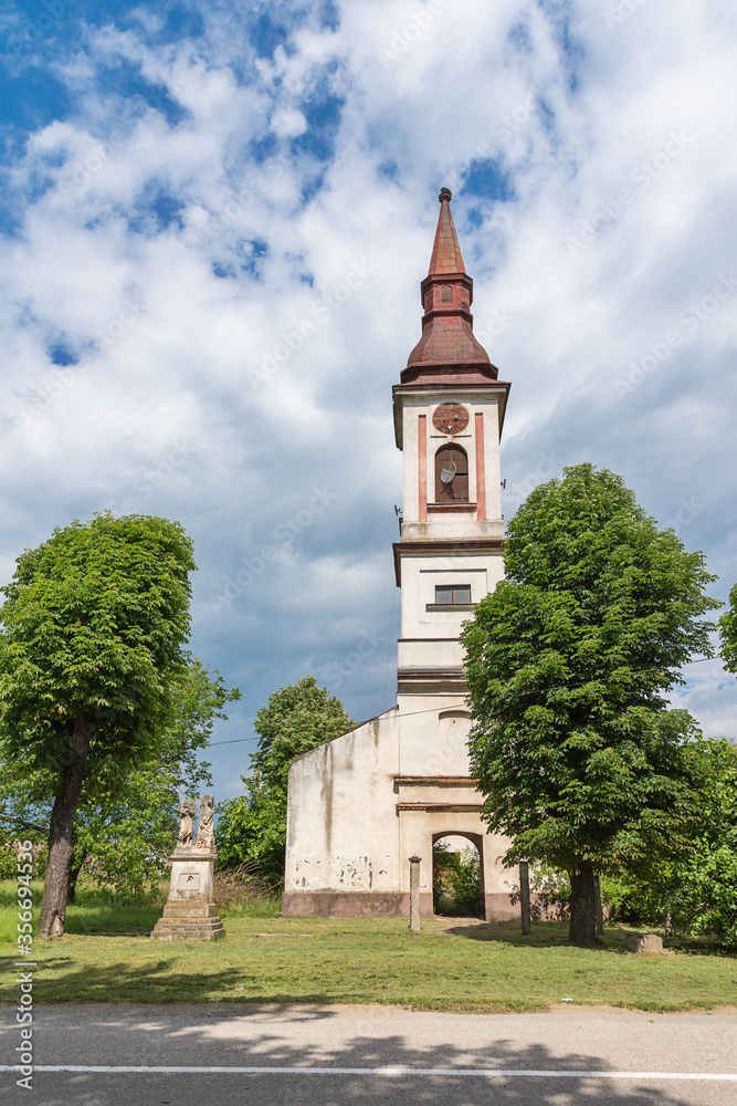 Mladenovo, Serbia - June 02, 2020: The Roman Catholic Church of St. John The Baptist (serbian: Svetog Jovan Krstitelja), Mladenovo. It was built in 1812 and  completely knocked down 1964.