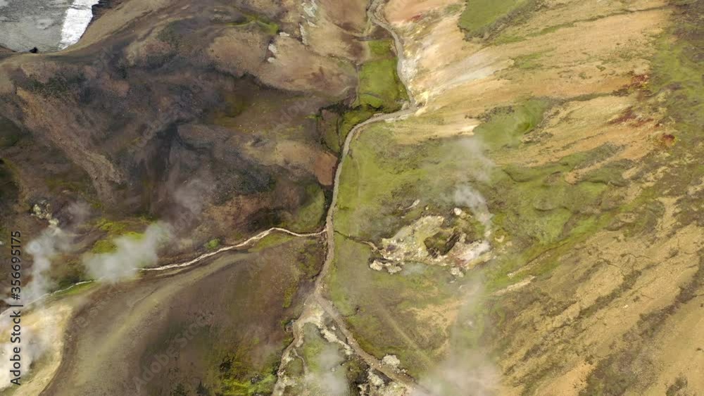 Geothermal landscape with hot water and smoke. Geothermal landscape with hot water and smoke.