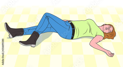 Persona inconsciente en el suelo photo