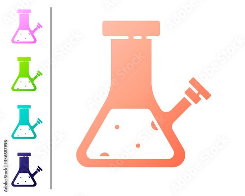 Coral Glass bong for smoking marijuana or cannabis icon isolated on white background. Set color icons. Vector Illustration