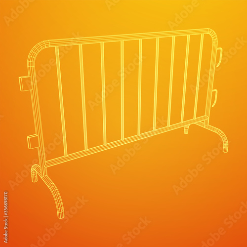 Police riot fence. Wireframe low poly mesh vector illustration.
