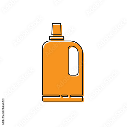 Orange Fabric softener icon isolated on white background. Liquid laundry detergent, conditioner, cleaning agent, bleach. Vector Illustration