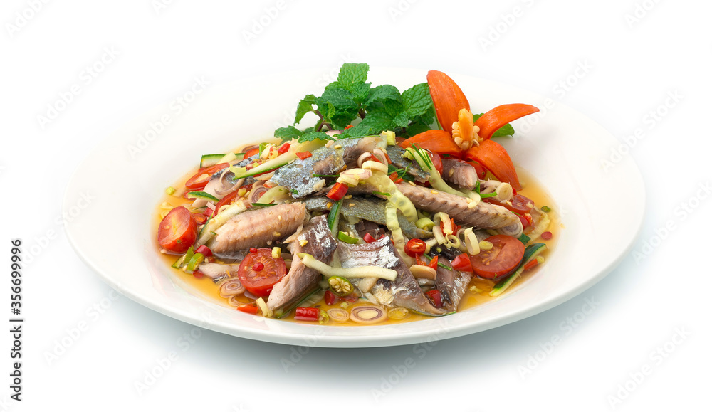 Mackerel Spicy Salad Thai Style Ingredient is tomato Mackerel Spicy Salad Thai Style Ingredient is tomato