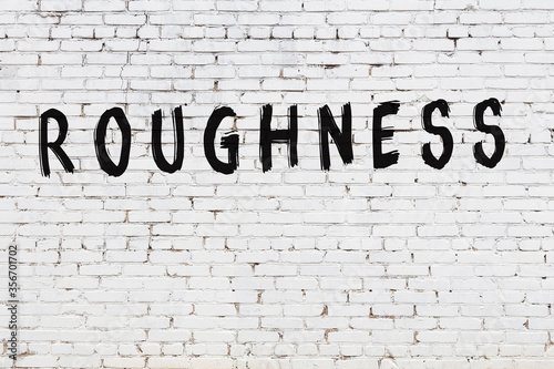 Word roughness painted on white brick wall photo