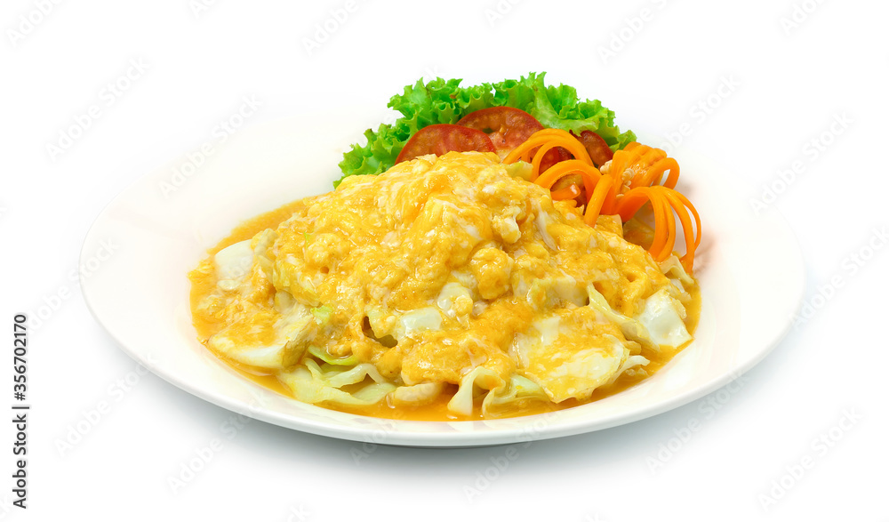 Creamy Omelette with Cabbage Thai Food Style