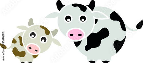 Set of Farm Animal - Cow, Vector illustration