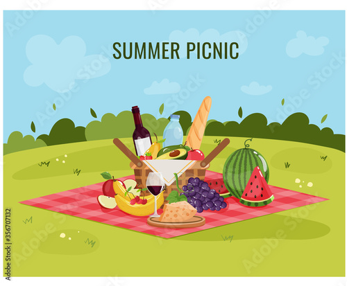 Picnic basket vector illustration