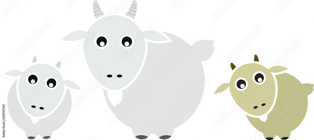 Fototapeta premium Set of Farm Animal - Goat, Vector illustration