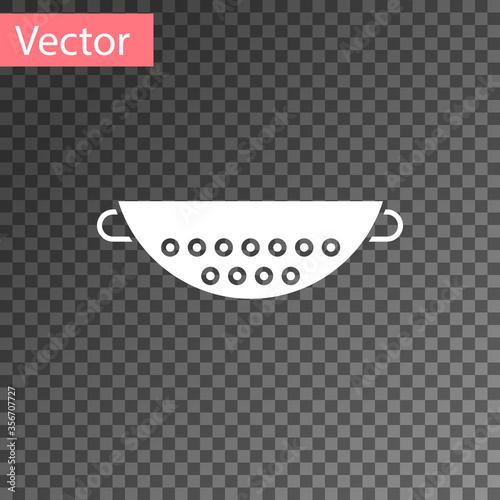 White Kitchen colander icon isolated on transparent background. Cooking utensil. Cutlery sign. Vector Illustration.