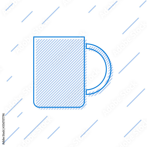 Blue line Coffee cup icon isolated on white background. Tea cup. Hot drink coffee. Vector Illustration.