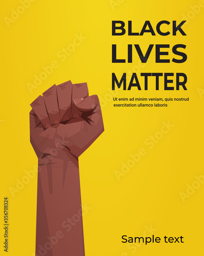 black lives matter banner raised up fist awareness campaign against racial discrimination of dark skin color support for equal rights of black people vertical copy space vector illustration