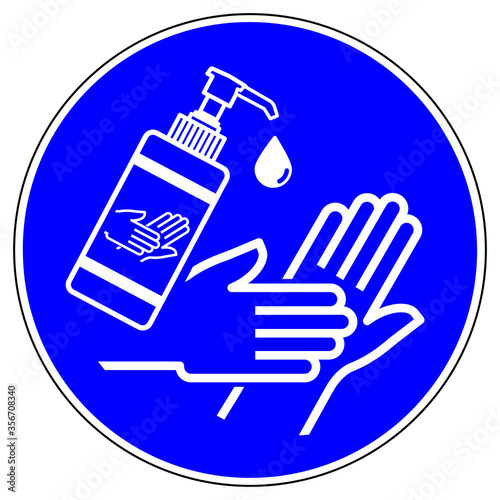 shas648 SignHealthAndSafety shas - Gebotszeichen: Desinfizieren Sie regelmäßig ihre Hände. - english / mandatory sign: disinfect your hands. - xxl g9734 photo