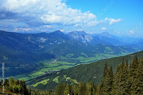 Austrian Alps-view on the massif of Dachstein from Planai
