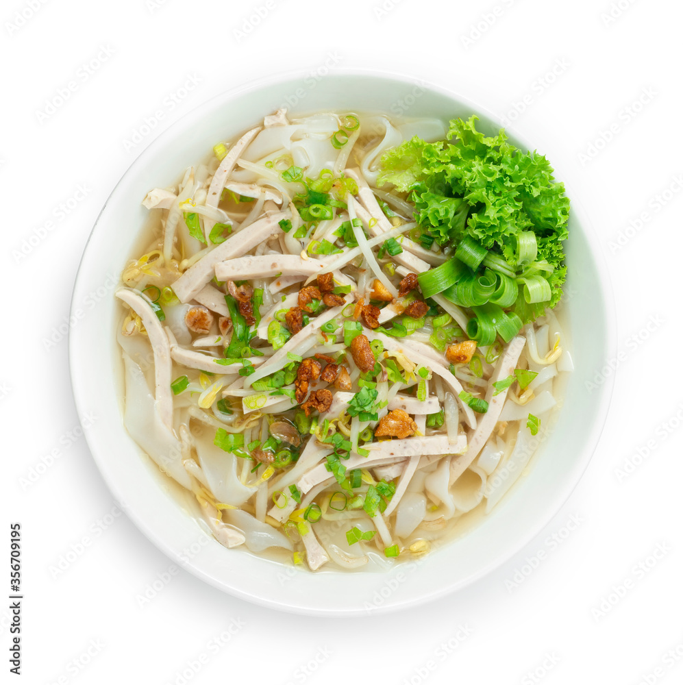 Rice Noodles with Vietnamese Pork Saucesage Slice sprinkle with crispy Garlic Rice Noodles with Vietnamese Pork Saucesage Slice sprinkle with crispy Garlic