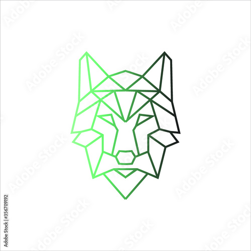 modern line art wolf head logo. triangle shape animal vector icon graphic design template idea