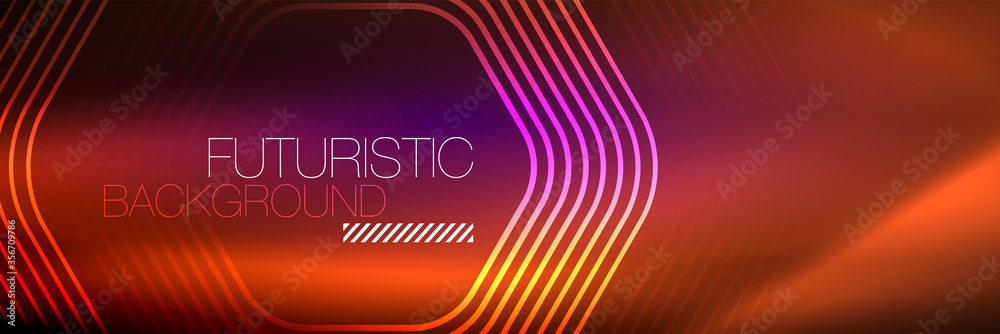 Shiny neon lines, stripes and waves, technology abstract background. Trendy abstract layout template for business or technology presentation, internet poster or web brochure cover, wallpaper Shiny neon lines, stripes and waves, technology abstract background. Trendy abstract layout template for business or technology presentation, internet poster or web brochure cover, wallpaper