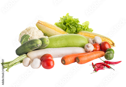 fresh vegetables isolated on white