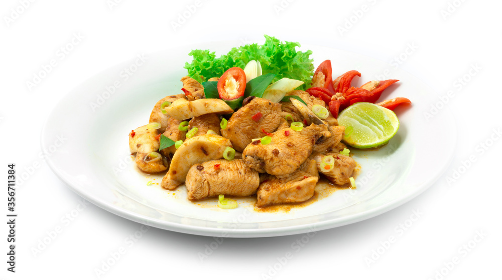 Spicy Chicken Tom Yum Sauce Dried dish style Thai Food Fusion Healthy Cleanfood and Dietfood Spicy Chicken Tom Yum Sauce Dried dish style Thai Food Fusion Healthy Cleanfood and Dietfood