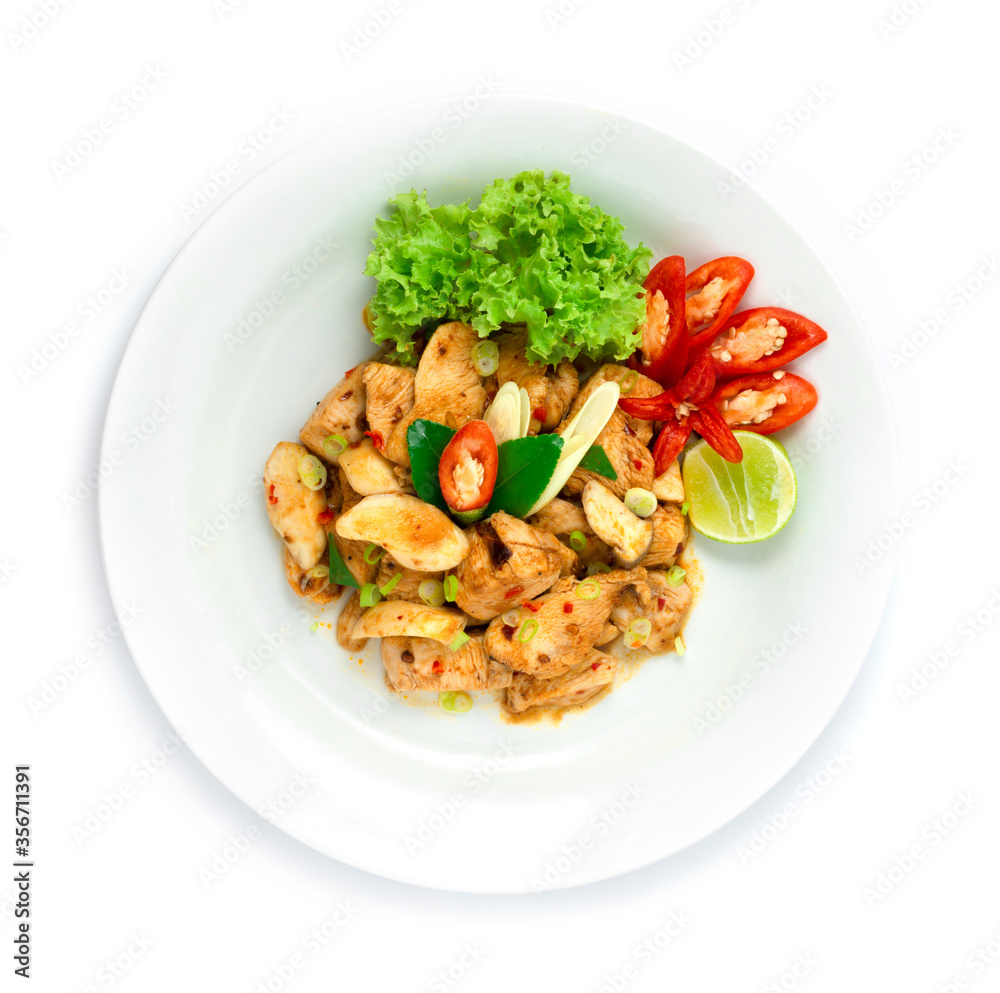 Spicy Chicken Tom Yum Sauce Dried dish style Thai Food Fusion Healthy Cleanfood and Dietfood Spicy Chicken Tom Yum Sauce Dried dish style Thai Food Fusion Healthy Cleanfood and Dietfood