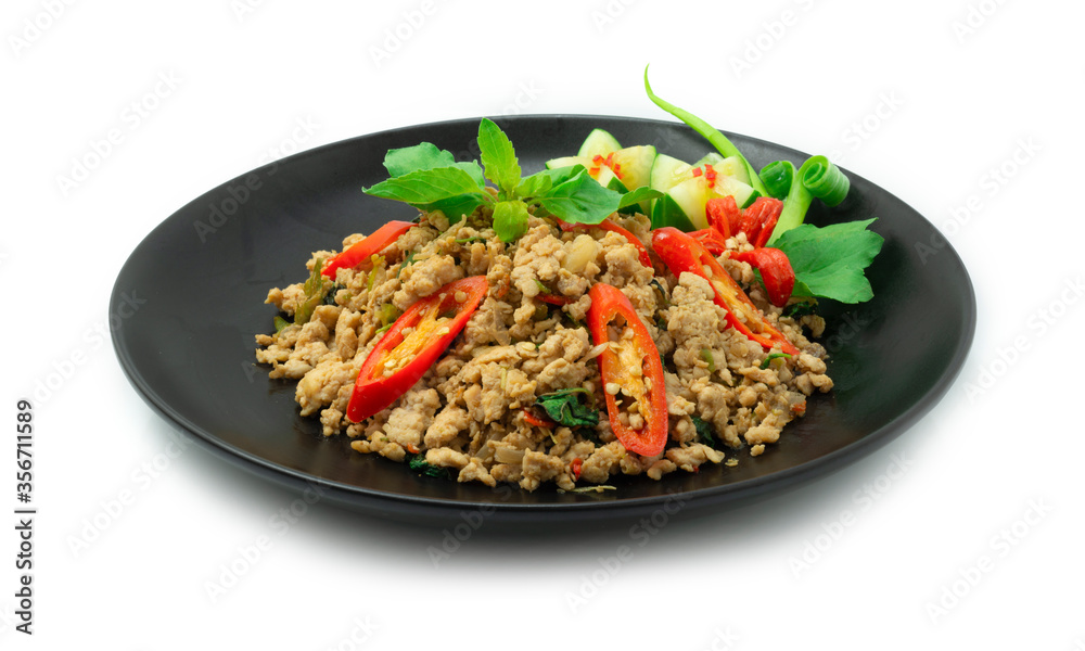 Spicy Chicken Stir Fried with Basil Thai Herbs Thai Food spicy Cleanfood and Dietfood dish for Healthy Spicy Chicken Stir Fried with Basil Thai Herbs Thai Food spicy Cleanfood and Dietfood dish for Healthy