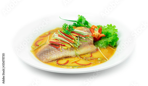 Steamed Fish with Soy Sauce Chines Food Style Cleanfood and Dietfood for Healthy